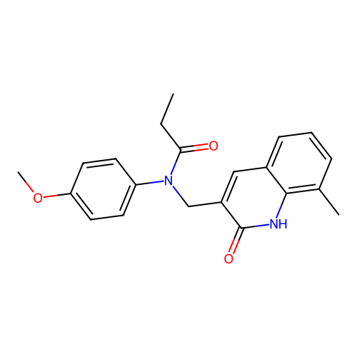 N-(4-methoxyphenyl)-N-[(8-methyl-2-oxo-1H-quinolin-3-yl)methyl]propanamide structure
