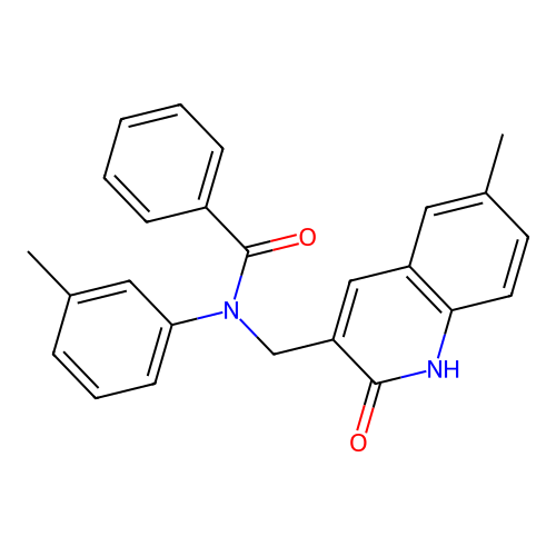 N-[(6-methyl-2-oxo-1H-quinolin-3-yl)methyl]-N-(3-methylphenyl)benzamide structure