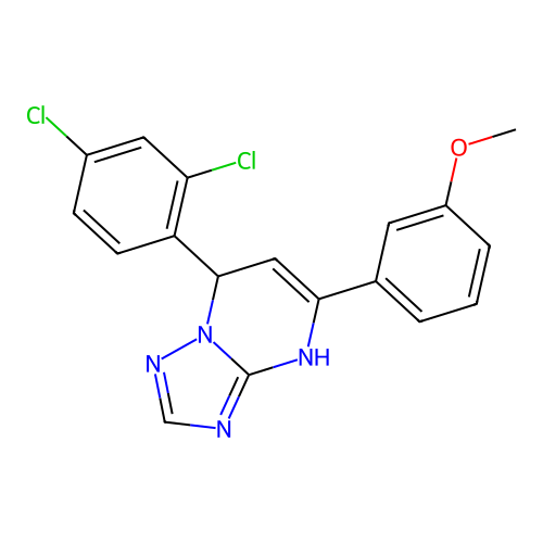 7-(2,4-dichlorophenyl)-5-(3-methoxyphenyl)-1,7-dihydro-[1,2,4]triazolo[1,5-a]pyrimidine structure