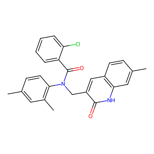 2-chloro-N-(2,4-dimethylphenyl)-N-((2-hydroxy-7-methylquinolin-3-yl)methyl)benzamide structure