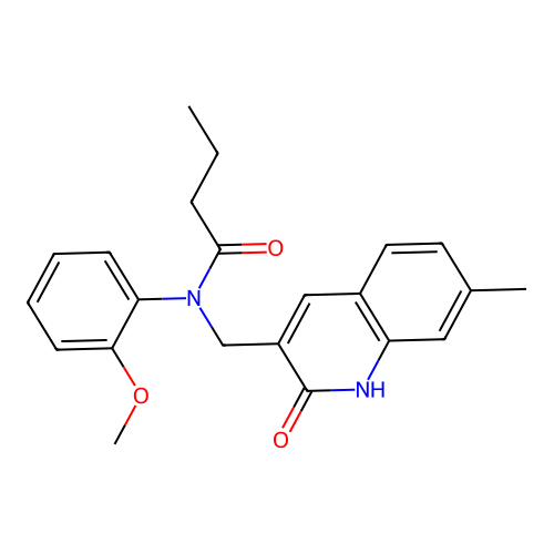 N-(2-methoxyphenyl)-N-[(7-methyl-2-oxo-1H-quinolin-3-yl)methyl]butanamide structure