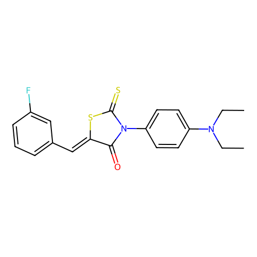 (5Z)-3-[4-(diethylamino)phenyl]-5-(3-fluorobenzylidene)-2-thioxo-1,3-thiazolidin-4-one structure