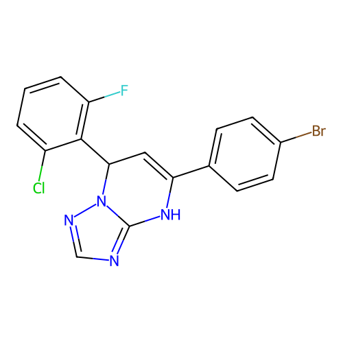 5-(4-bromophenyl)-7-(2-chloro-6-fluorophenyl)-3,7-dihydro[1,2,4]triazolo[1,5-a]pyrimidine structure
