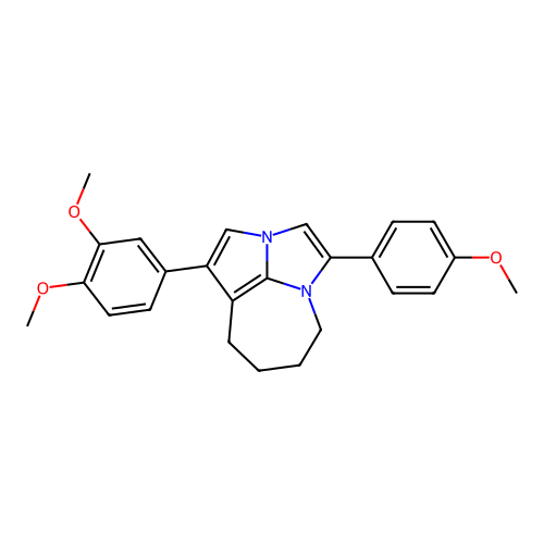 1-(3,4-dimethoxyphenyl)-4-(4-methoxyphenyl)-5,6,7,8-tetrahydro-2a,4a-diazacyclopenta[cd]azulene structure