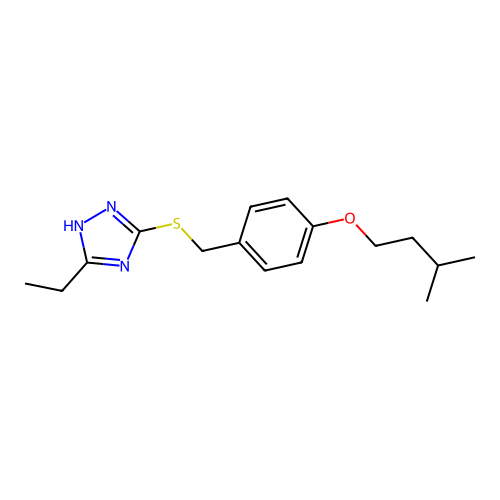3-ethyl-5-{[4-(3-methylbutoxy)benzyl]thio}-4H-1,2,4-triazole structure
