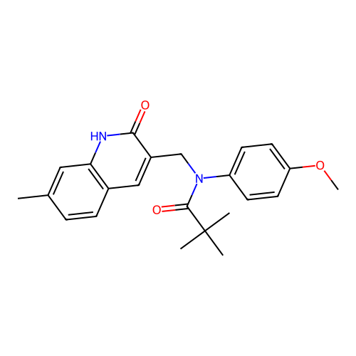N-((2-hydroxy-7-methylquinolin-3-yl)methyl)-N-(4-methoxyphenyl)pivalamide structure