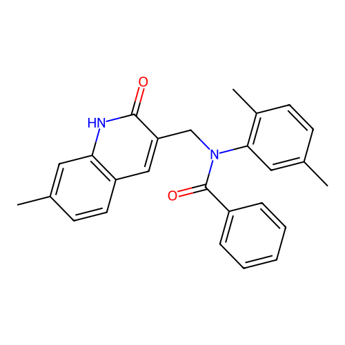 N-(2,5-dimethylphenyl)-N-((2-hydroxy-7-methylquinolin-3-yl)methyl)benzamide structure