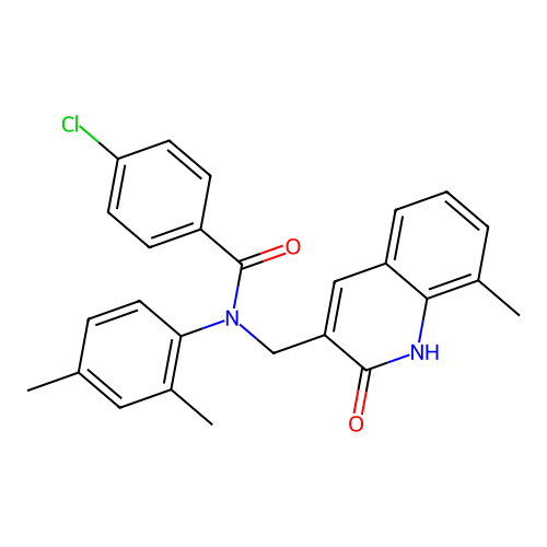 4-chloro-N-(2,4-dimethylphenyl)-N-((2-hydroxy-8-methylquinolin-3-yl)methyl)benzamide structure