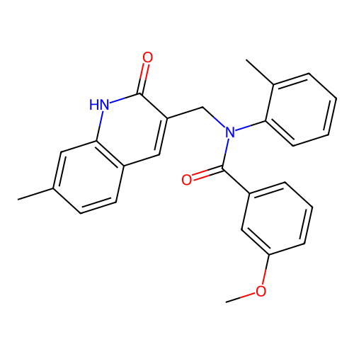 N-((2-hydroxy-7-methylquinolin-3-yl)methyl)-3-methoxy-N-(o-tolyl)benzamide structure