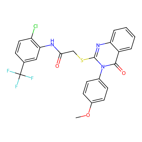 N-[2-chloro-5-(trifluoromethyl)phenyl]-2-{[3-(4-methoxyphenyl)-4-oxo-3,4-dihydroquinazolin-2-yl]sulfanyl}acetamide structure