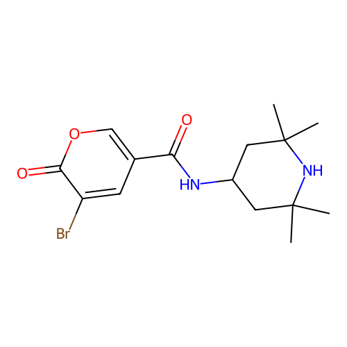3-bromo-2-oxo-N-(2,2,6,6-tetramethylpiperidin-4-yl)-2H-pyran-5-carboxamide structure
