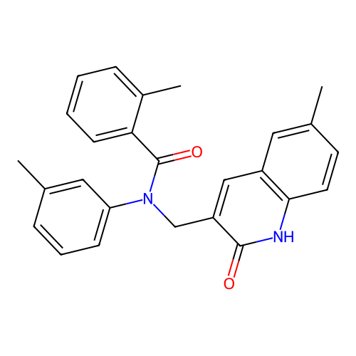 2-methyl-N-[(6-methyl-2-oxo-1H-quinolin-3-yl)methyl]-N-(3-methylphenyl)benzamide structure