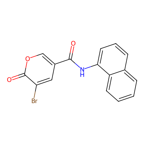 3-bromo-N-(naphthalen-1-yl)-2-oxo-2H-pyran-5-carboxamide structure
