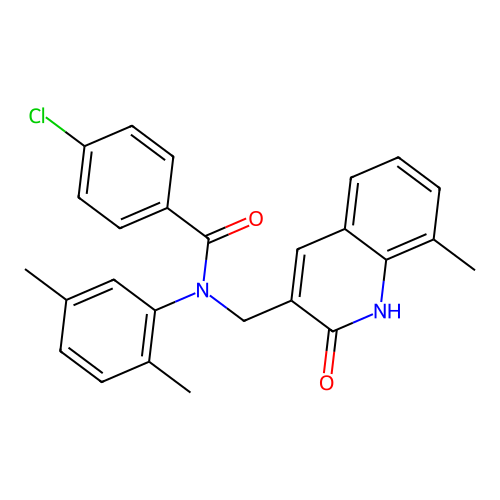 4-chloro-N-(2,5-dimethylphenyl)-N-((2-hydroxy-8-methylquinolin-3-yl)methyl)benzamide structure