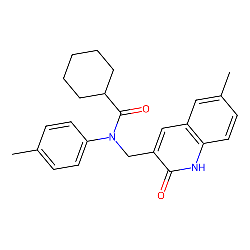 N-((2-hydroxy-6-methylquinolin-3-yl)methyl)-N-(p-tolyl)cyclohexanecarboxamide structure