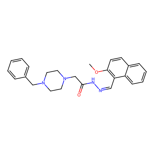 (Z)-2-(4-benzylpiperazin-1-yl)-N'-((2-methoxynaphthalen-1-yl)methylene)acetohydrazide structure