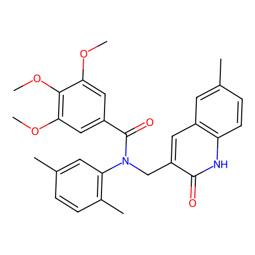 N-(2,5-dimethylphenyl)-3,4,5-trimethoxy-N-[(6-methyl-2-oxo-1H-quinolin-3-yl)methyl]benzamide structure