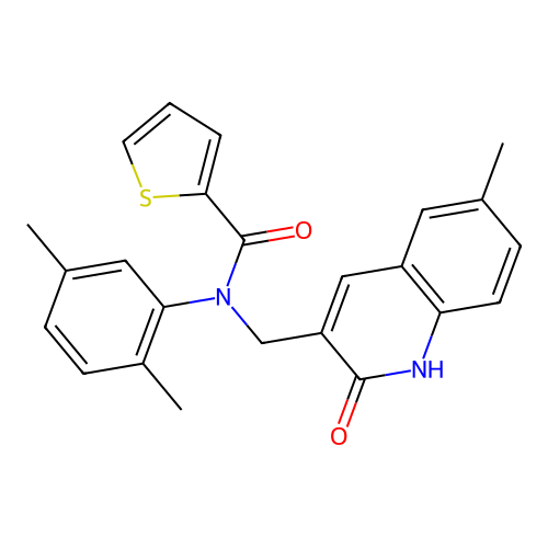 N-(2,5-dimethylphenyl)-N-((2-hydroxy-6-methylquinolin-3-yl)methyl)thiophene-2-carboxamide structure
