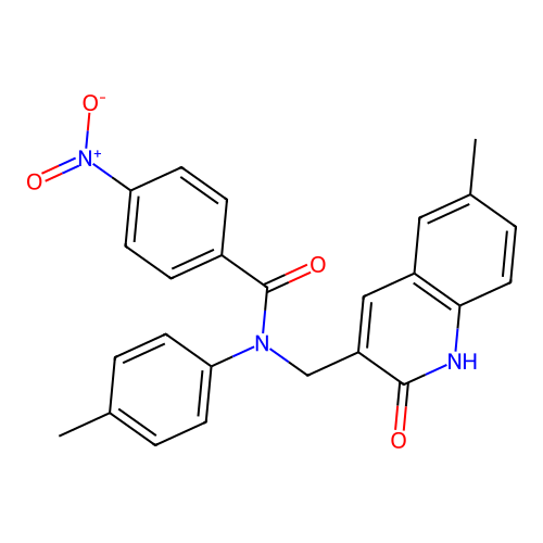 N-[(6-methyl-2-oxo-1H-quinolin-3-yl)methyl]-N-(4-methylphenyl)-4-nitrobenzamide structure