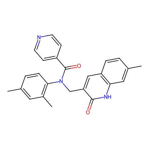 N-(2,4-dimethylphenyl)-N-((2-hydroxy-7-methylquinolin-3-yl)methyl)isonicotinamide structure