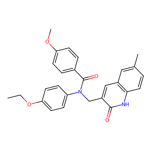 N-(4-ethoxyphenyl)-4-methoxy-N-[(6-methyl-2-oxo-1H-quinolin-3-yl)methyl]benzamide structure