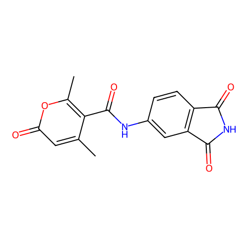 N-(1,3-dioxoisoindolin-5-yl)-4,6-dimethyl-2-oxo-2H-pyran-5-carboxamide structure