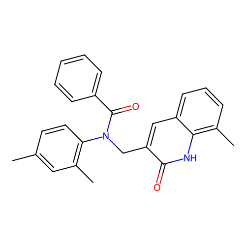 N-(2,4-dimethylphenyl)-N-((2-hydroxy-8-methylquinolin-3-yl)methyl)benzamide structure