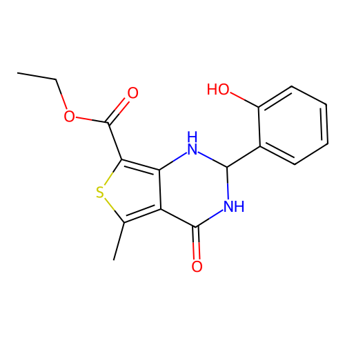 ethyl 2-(2-hydroxyphenyl)-5-methyl-4-oxo-1,2,3,4-tetrahydrothieno[3,4-d]pyrimidine-7-carboxylate structure