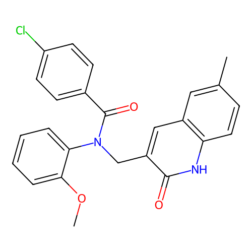 4-chloro-N-((2-hydroxy-6-methylquinolin-3-yl)methyl)-N-(2-methoxyphenyl)benzamide structure