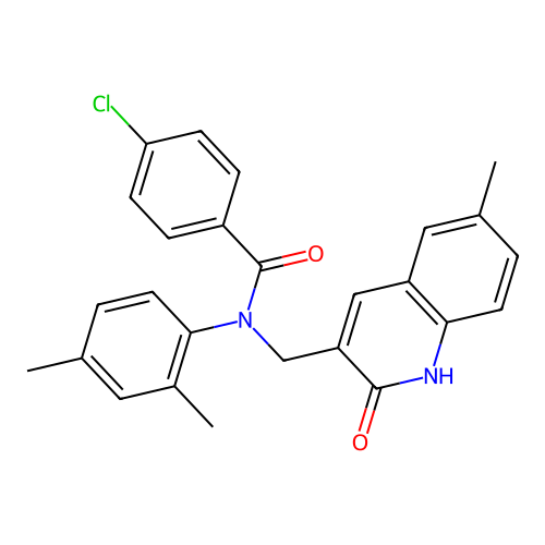 4-chloro-N-(2,4-dimethylphenyl)-N-((2-hydroxy-6-methylquinolin-3-yl)methyl)benzamide structure