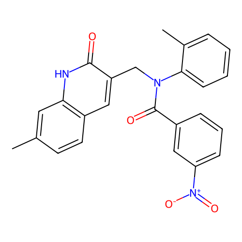 N-[(7-methyl-2-oxo-1H-quinolin-3-yl)methyl]-N-(2-methylphenyl)-3-nitrobenzamide structure