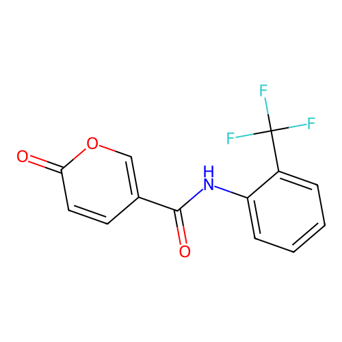 2-oxo-N-(2-(trifluoromethyl)phenyl)-2H-pyran-5-carboxamide structure