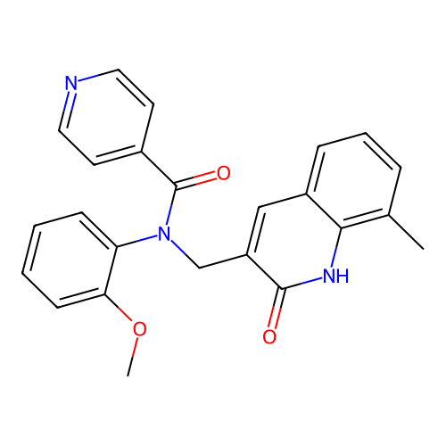 N-((2-hydroxy-8-methylquinolin-3-yl)methyl)-N-(2-methoxyphenyl)isonicotinamide structure