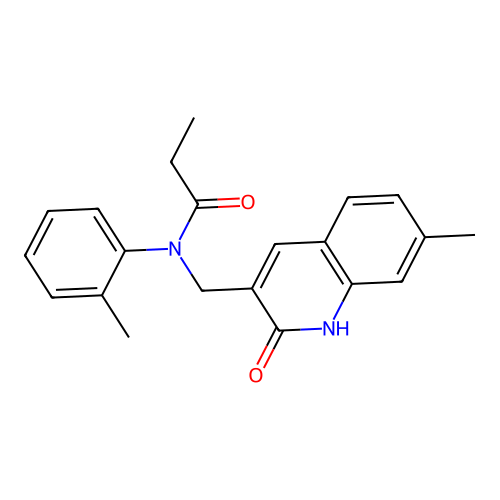 N-[(7-methyl-2-oxo-1H-quinolin-3-yl)methyl]-N-(2-methylphenyl)propanamide structure