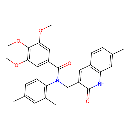 N-(2,4-dimethylphenyl)-3,4,5-trimethoxy-N-[(7-methyl-2-oxo-1H-quinolin-3-yl)methyl]benzamide structure