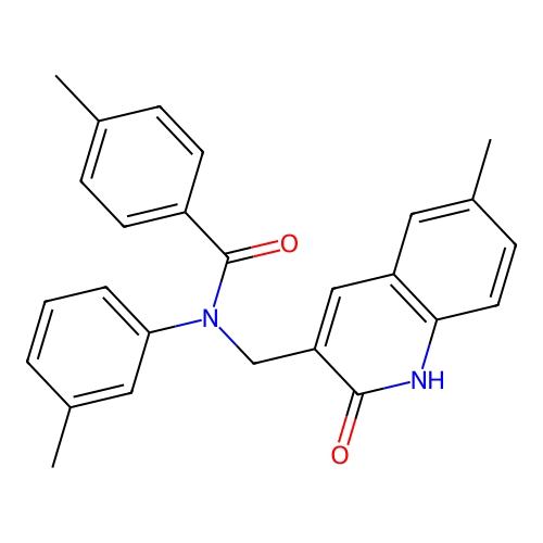 4-methyl-N-[(6-methyl-2-oxo-1H-quinolin-3-yl)methyl]-N-(3-methylphenyl)benzamide structure