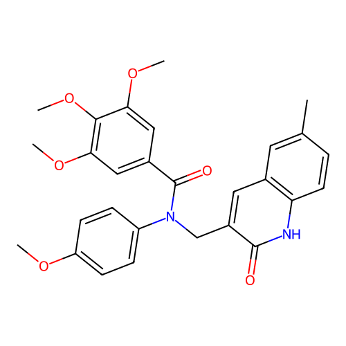 3,4,5-trimethoxy-N-(4-methoxyphenyl)-N-[(6-methyl-2-oxo-1H-quinolin-3-yl)methyl]benzamide structure