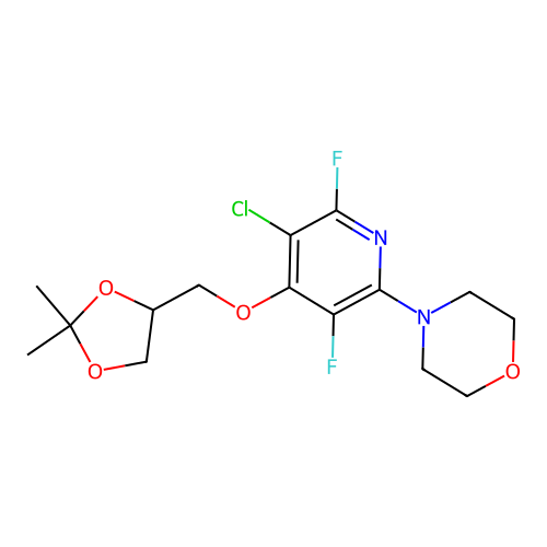 4-(5-chloro-4-((2,2-dimethyl-1,3-dioxolan-4-yl)methoxy)-3,6-difluoropyridin-2-yl)morpholine structure