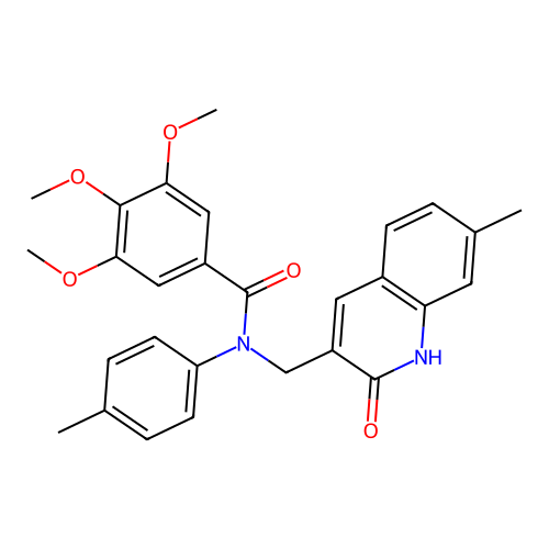 3,4,5-trimethoxy-N-[(7-methyl-2-oxo-1H-quinolin-3-yl)methyl]-N-(4-methylphenyl)benzamide structure