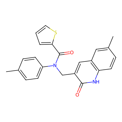 N-((2-hydroxy-6-methylquinolin-3-yl)methyl)-N-(p-tolyl)thiophene-2-carboxamide structure
