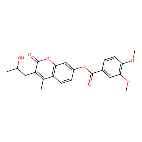3-(2-hydroxypropyl)-4-methyl-2-oxo-2H-chromen-7-yl 3,4-dimethoxybenzoate structure