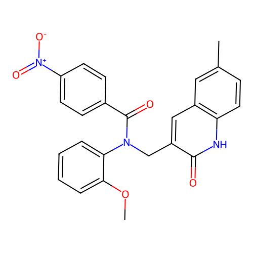 N-((2-hydroxy-6-methylquinolin-3-yl)methyl)-N-(2-methoxyphenyl)-4-nitrobenzamide structure