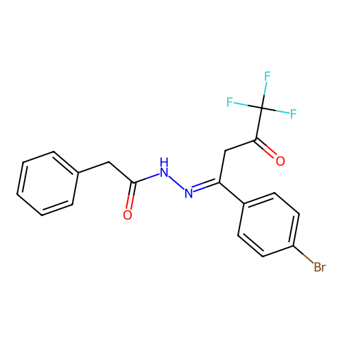 N'-(1-(4-Bromophenyl)-4,4,4-trifluoro-3-oxobutylidene)-2-phenylacetohydrazide structure