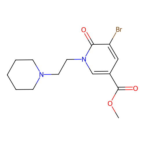 methyl 5-bromo-6-oxo-1-(2-piperidin-1-ylethyl)pyridine-3-carboxylate structure