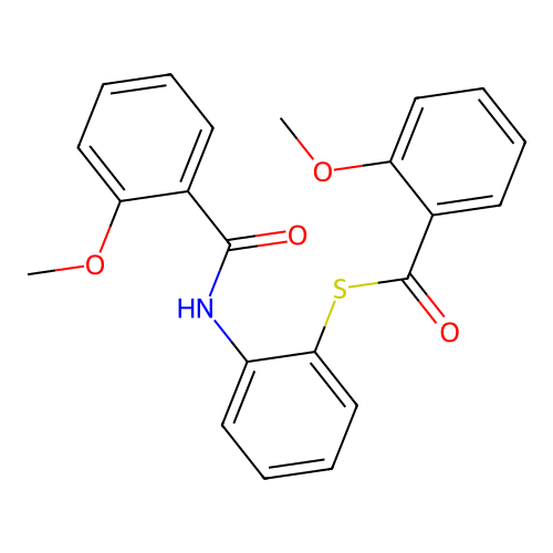 S-(2-{[(2-methoxyphenyl)carbonyl]amino}phenyl) 2-methoxybenzenecarbothioate structure