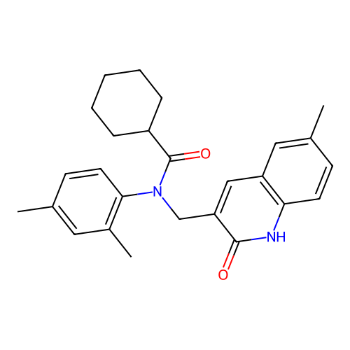 N-(2,4-dimethylphenyl)-N-((2-hydroxy-6-methylquinolin-3-yl)methyl)cyclohexanecarboxamide structure