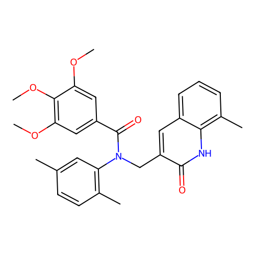 N-(2,5-dimethylphenyl)-3,4,5-trimethoxy-N-[(8-methyl-2-oxo-1H-quinolin-3-yl)methyl]benzamide structure