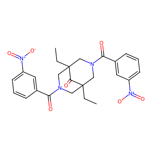 1,5-Diethyl-3,7-bis[(3-nitrophenyl)carbonyl]-3,7-diazabicyclo[3.3.1]nonan-9-one structure