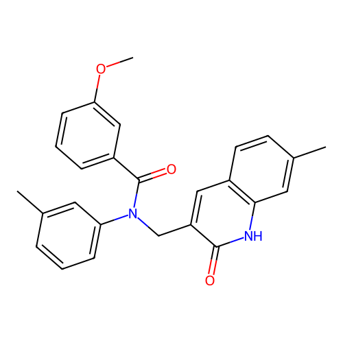 N-((2-hydroxy-7-methylquinolin-3-yl)methyl)-3-methoxy-N-(m-tolyl)benzamide structure