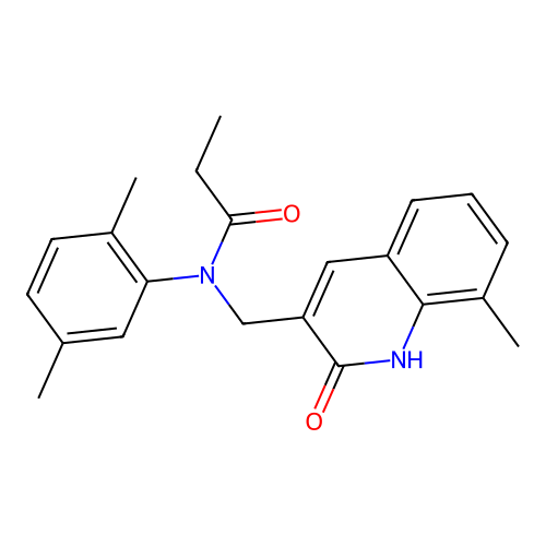 N-(2,5-dimethylphenyl)-N-[(8-methyl-2-oxo-1H-quinolin-3-yl)methyl]propanamide structure